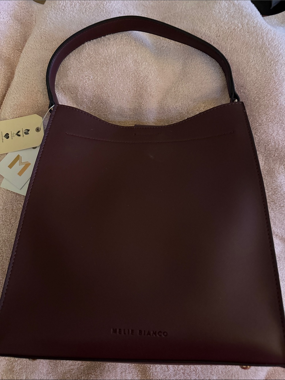 MELIE BIANCO Burgundy Leather Shoulder Bag